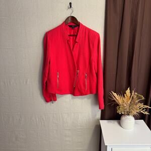 Mossimo Blazer Jacket Size 18 Red Cotton Zip Front Long Sleeve Business Wear